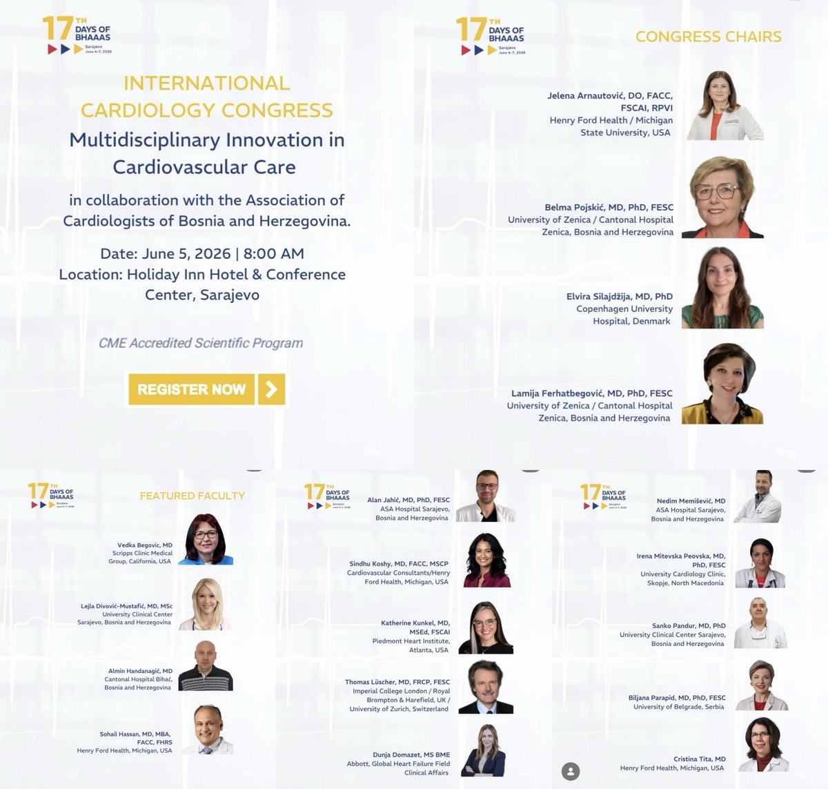 biljana_parapid's tweet photo. In #Sarajevo to support 🇺🇸-🇧🇦 #WIM & #WIC for 17th days #BHAAS Intl #Cardiology Congress. 😇

Thanks to our amazing Co-Chairs led by Dr. @JZArnautovic @HenryFordHealth for the invite & getting us all together, incl Prof. @TomLuscher @ESC_President 😇

@mirvatalasnag @KemalogluOz

#DrNKWbelgradeWHC