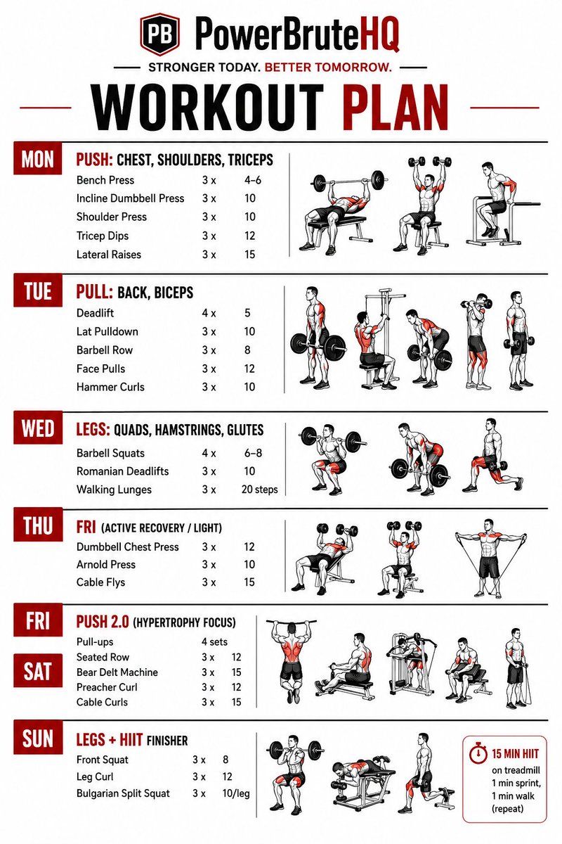 PowerBruteHQ's tweet photo. Workout Plan https://t.co/l97QC25oOD
