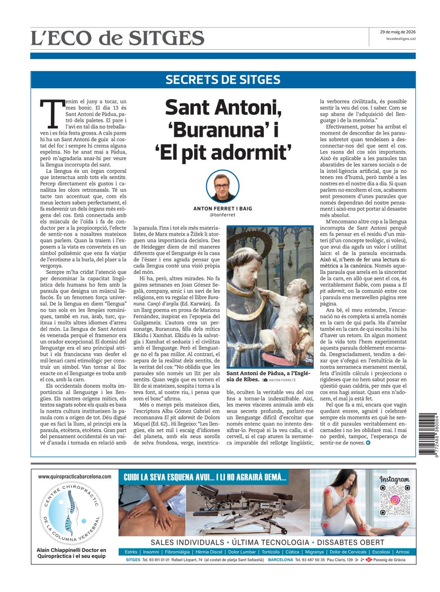 tonferret_'s tweet photo. Sobre paraules encarnades. L'escrit per a @lecodesitges  i @lecoderibes de la setmana passada, amb referències a @DolorsMiquel, Mariona Fernàndez i agraïments a @Alba_gig i @JoanBGS . 

Sant Antoni, 'Buranuna' i 'El pit adormit'

https://t.co/kvc8vwCA8F https://t.co/xfBRD49Ywz