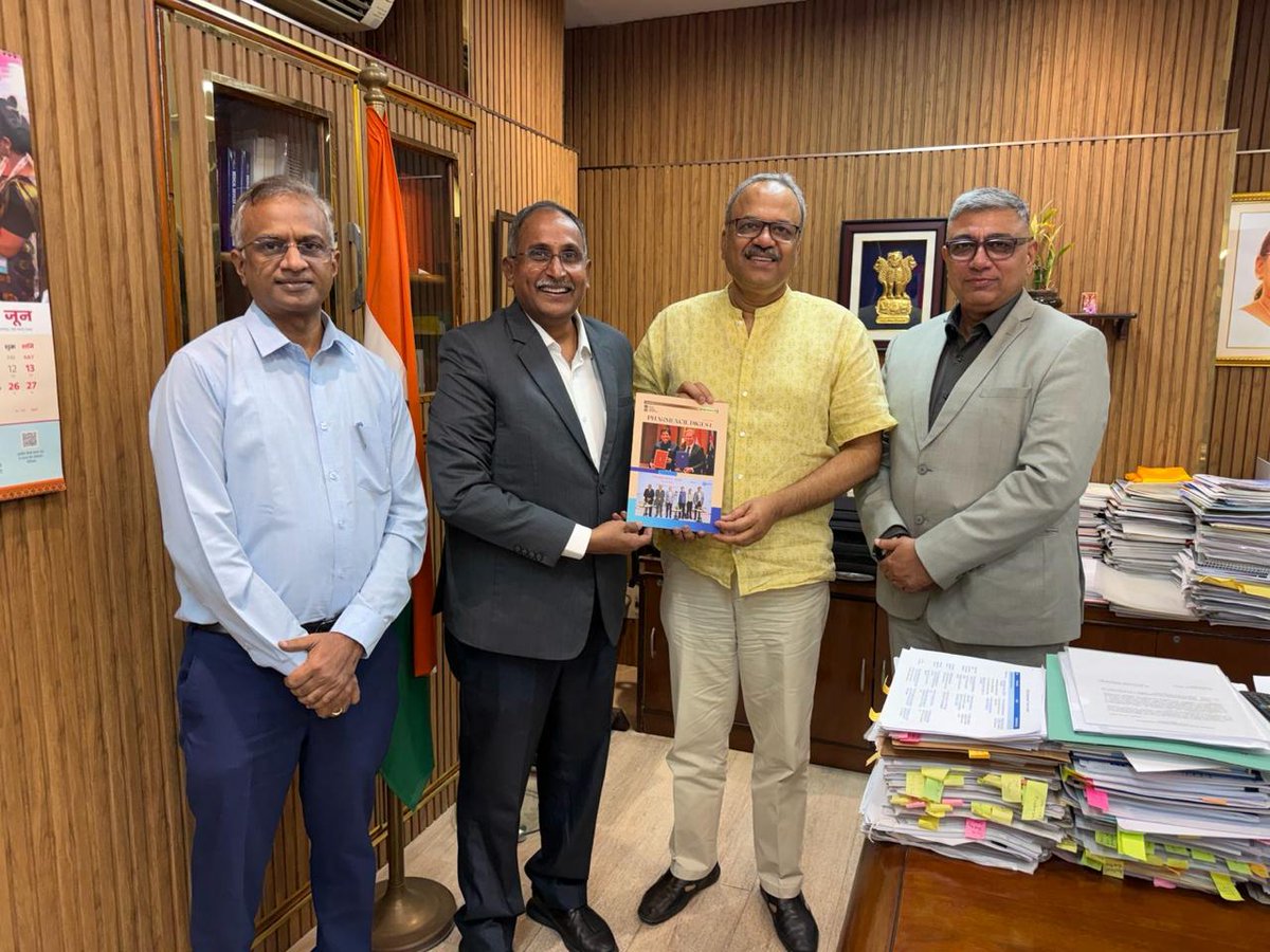 iPHEXIndia's tweet photo. It was a pleasure to invite Dr. Rajeev Singh Raghuvanshi, DCGI, CDSCO, Ministry of Health &amp; Family Welfare, Government of India, to iPHEX 2026. Mr. Namit Joshi, Chairman, PHARMEXCIL, &amp; Mr. Raja Bhanu, Director General, PHARMEXCIL, met the DCGI ahead of the event. https://t.co/pvtJiU7jVw