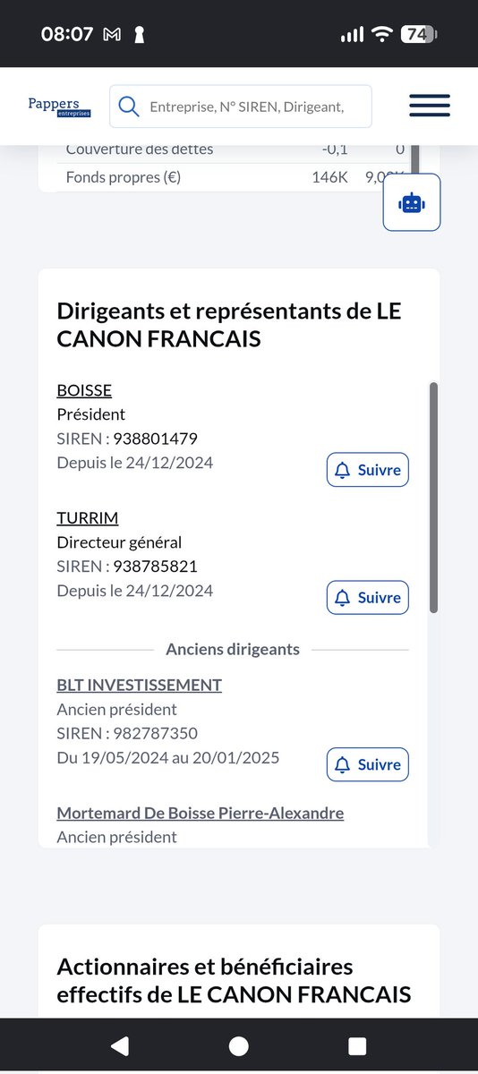 R__Hayes's tweet photo. Pour mémoire, et toujours sans réponse du @CanonFrancais : le BODACC (registre officiel) montre que BLT Investissement, le véhicule du fonds Odyssée Impact de Stérin, a présidé la société jusqu'au 1er février 2025. "Minoritaire sans impact" ? Le registre dit président. https://t.co/CtRHPI9ZTv