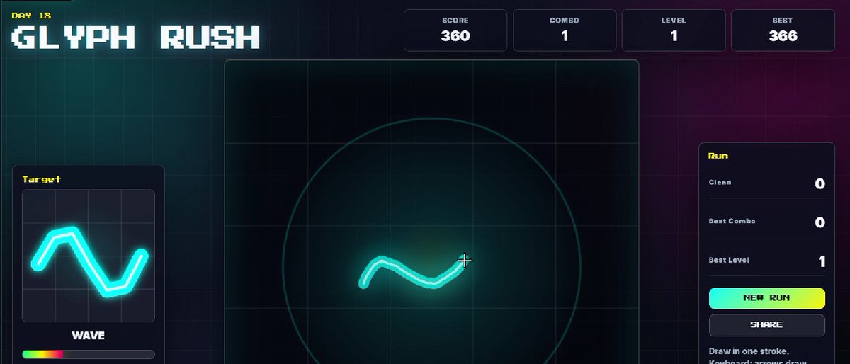 whoschadwick's tweet photo. Game 18/30 - Glyph Rush - how closely can you copy the symbols in a crunch? Super hard on a laptop touch pad, but much easier on a mobile touch.
https://t.co/UHyXNoH78t https://t.co/KJzS4YdWmd