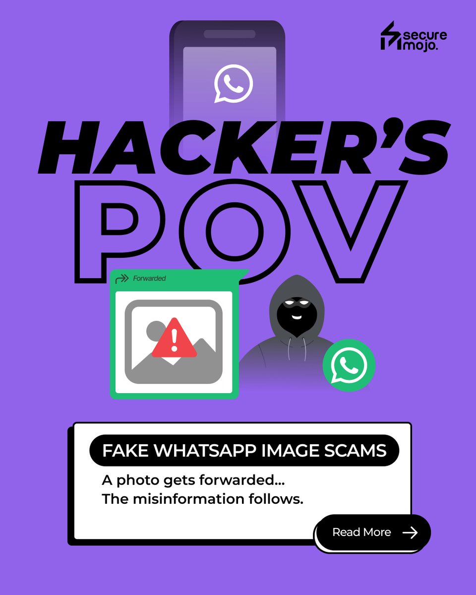 SecureMojo's tweet photo. Not every scam asks you to click a link 👀
Some only need you to believe a picture ⚠️

#SecureMojo #Cybersecurity #OnlineSafety #DigitalHygiene #CyberSmart #WhatsAppScams #FactCheckBeforeForward #SocialEngineering #hackersPOV https://t.co/4MP6MPHgrK