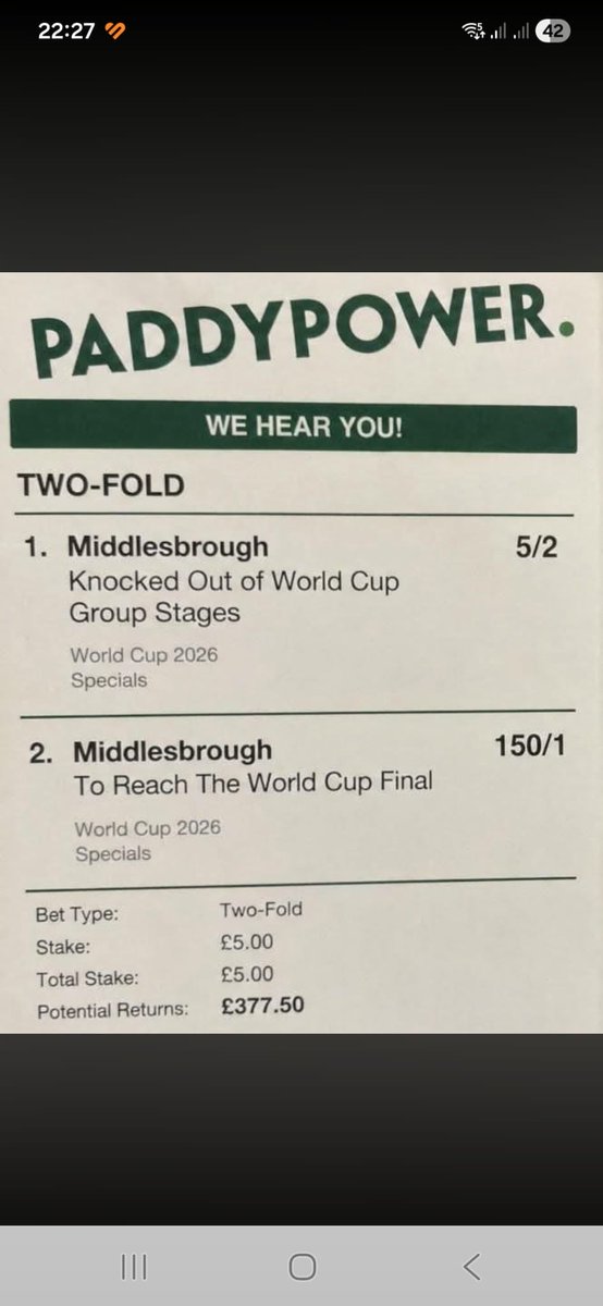 Borochubster's tweet photo. Done my bet for the World Cup!!! https://t.co/0n2chQw2DT