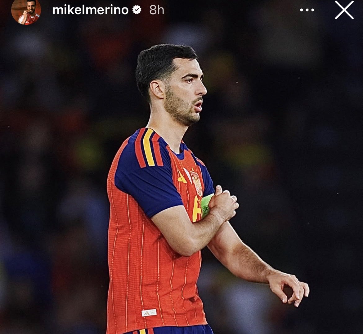 jeorgebird's tweet photo. Mikel Merino wore the captain’s armband after coming on for Spain against Iraq. https://t.co/thk4CDXVJQ
