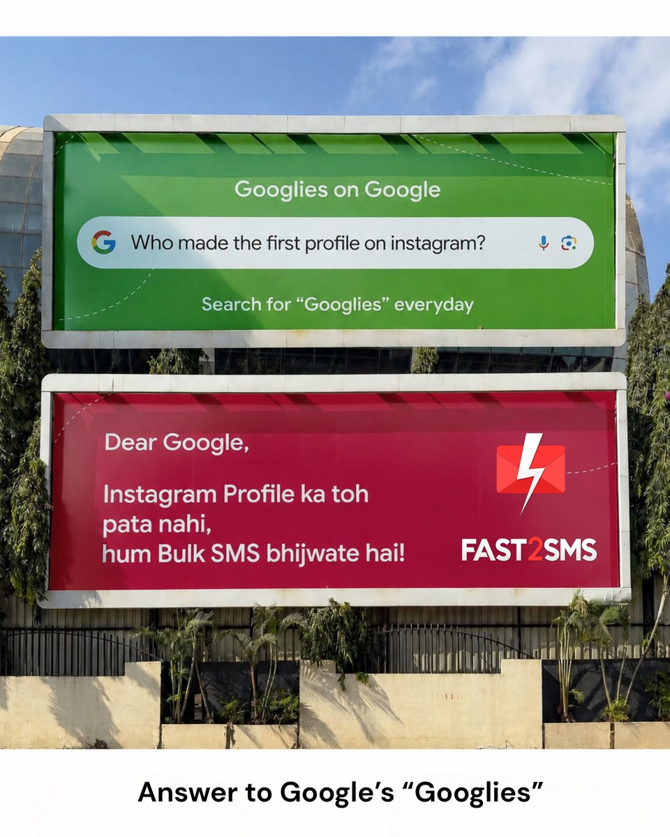 Fast2SMS's tweet photo. Our answer to Google's Googlies 🏏😉

[Google's Googlies, Googlies on Google, Bulk SMS, Fast2SMS, SMS, Google, Trend, Reply]
#fast2sms #googleindia #google #trend #googlesgooglies https://t.co/e7gOKEs1ff