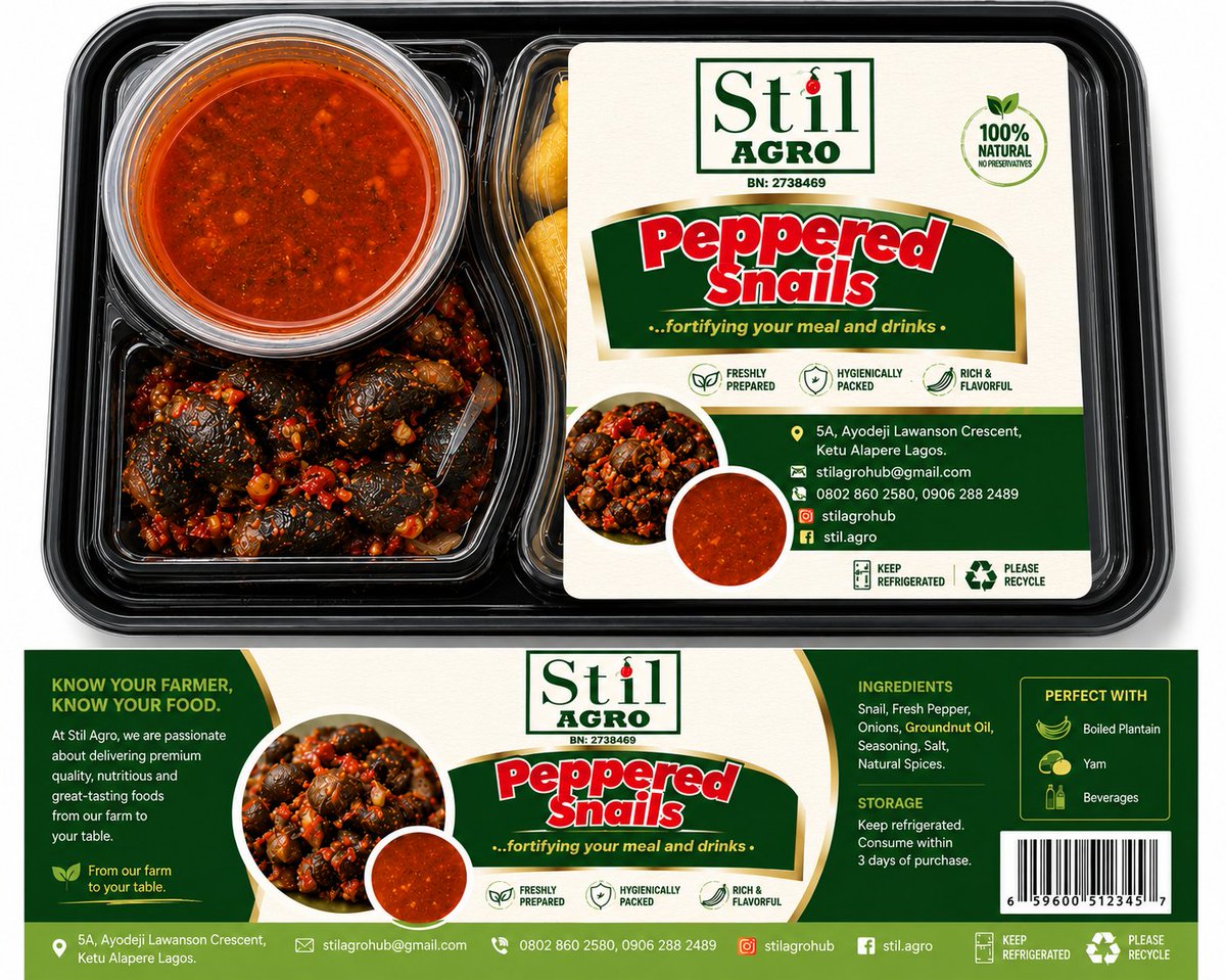 StilAgroHub's tweet photo. Friday 5th June in Lagos 🇳🇬

Chilling with the guys today? Don’t forget to treat yourself right 💪

Grab our fortified snail food — rich in protein for muscle strength and packed with Vitamin B5 to support energy production ⚡️

Eat well. Stay strong. Enjoy your Friday. https://t.co/kiqZbVtYtR