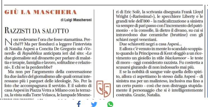 Siddh60's tweet photo. A #repubblica c'è un trio di casalinghe insoddisfatte scappate ai fornelli e che pensando di essere giornaliste
#Aspesi, #Cuzzocrea e #ConcitaDeGregorio, fanno sempre figure barbine.
La prima mostra i segni dell'età e in tempi in cui lei e quelli come lei si riempiono la bocca di #razzismo si tiene in casa i negretti veneziani in porcellana. Poi criticano il busto di #Mussolini di #Larussa, che almeno ha l'attenuante di essere un ricordo del padre.
Con nonchalance poi cade nel più sfrenato e fazioso body shaming affermando che le donne di destra sono brutte...E' ora di pensione , nonna!
La seconda è quella del teorema che se non voti il #musulmano #piddino sei razzista...
La terza è quella che ha affermato che i veri dittatori non sono #Xi, #Kim, gli #Ayatollah e i #Maduro, NOOO ma #Trump e #Meloni.
Tutte perle di Fakepublica: il rotolo igienico che pubblica queste perle e le fa anche pagare!
Le 3 grazie: grazie al....
@la_kuzzo @concitadeg @nataliaaspesi
#Mascheroni @LuigiMascheroni
