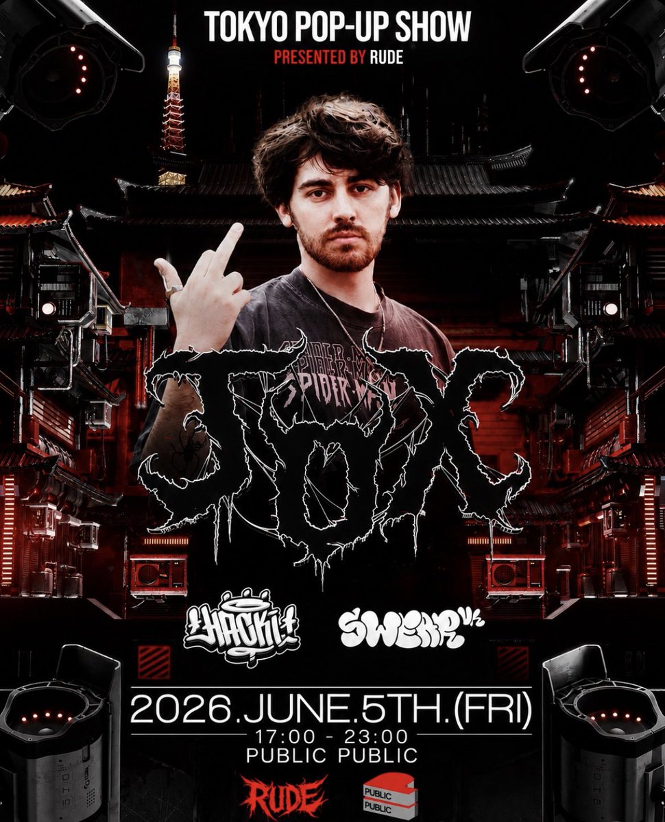 RUDEdubstep's tweet photo. JOX来日公演は今夜17時から開催🔥

📌PUBLIC PUBLIC (渋谷)
💵ADV 2700円(+1D) 当日3000円(+1D)
※未成年も入場🉑ゲスト割引もあります

本日のタイムテーブルはこちら💁‍♂️↓ https://t.co/SMvajl0cUj