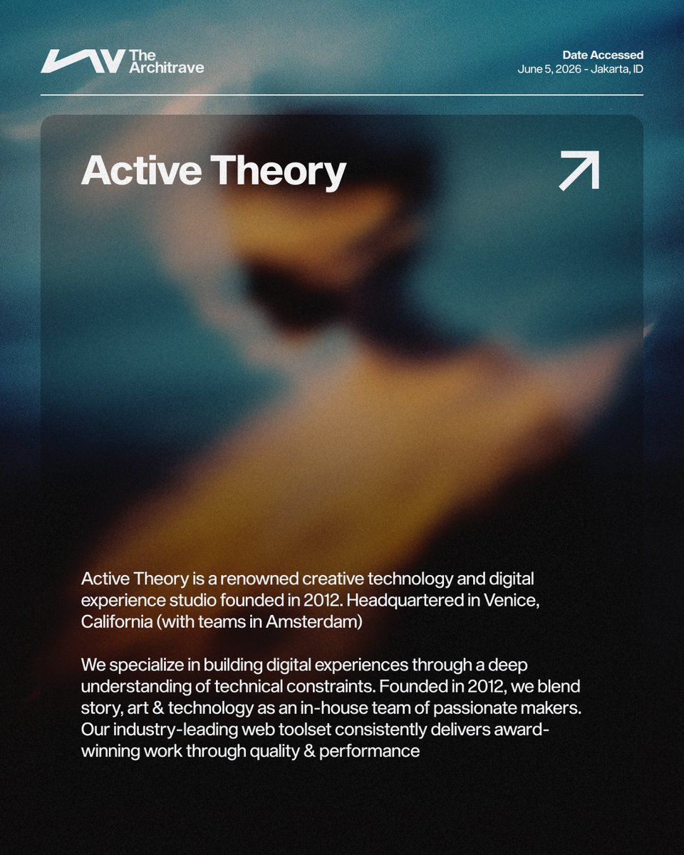 the_architrave's tweet photo. We’re sharing a new opportunity for a Senior Designer at @active_theory 

The Senior Designer role at Active Theory is for an experienced practitioner who has moved beyond core execution into a position of project ownership and creative influence. 

#hiring https://t.co/f6gyvdLScj