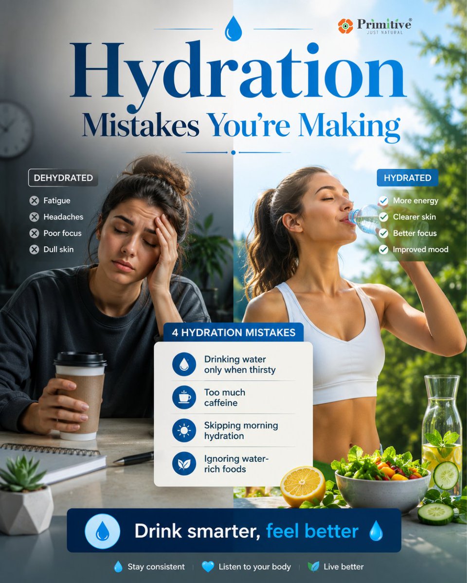 itsmyprimitive's tweet photo. Sometimes your body is simply asking for more hydration. Small habits like starting your day with water and eating water-rich foods can make a huge difference ✨

Drink smarter, feel better 💙

#StayHydrated #HealthyHabits #WellnessJourney #DrinkMoreWater #HealthyLifestyle https://t.co/tRhj501BqA
