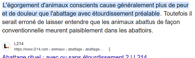 co__dpy's tweet photo. @MohamedPetrelli @orimenthe @Archangelica72 @Pesgromoukat @FrdricLockwood Y'a bien écrit que l'étourdissement cause moins de douleur à l'animal, ca reste degueulasse mais il souffre moins c'est un fait. https://t.co/3RzZVudFI9