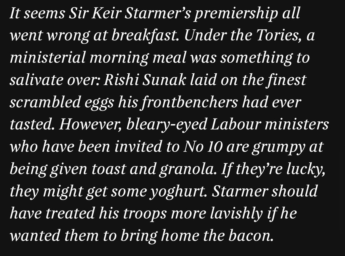 HackBlackburn's tweet photo. Keir Starmer’s premiership all went wrong at breakfast as ministers grumble over measly meals

In this morning’s @timesdiary https://t.co/bdaXYVE9SN