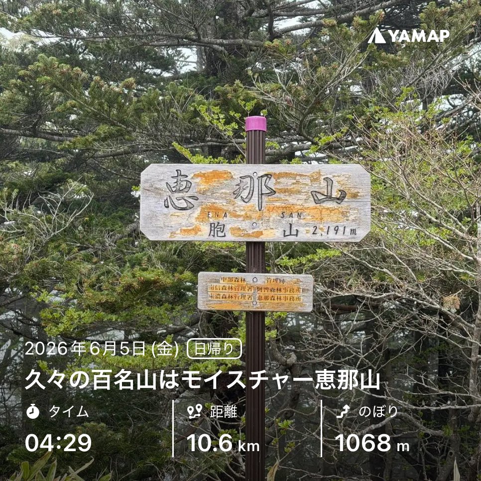 yuruboy's tweet photo. 久々の百名山はモイスチャー恵那山 

https://t.co/uEt9XyNUdh #YAMAP #山歩しよう https://t.co/9E146yHvsB