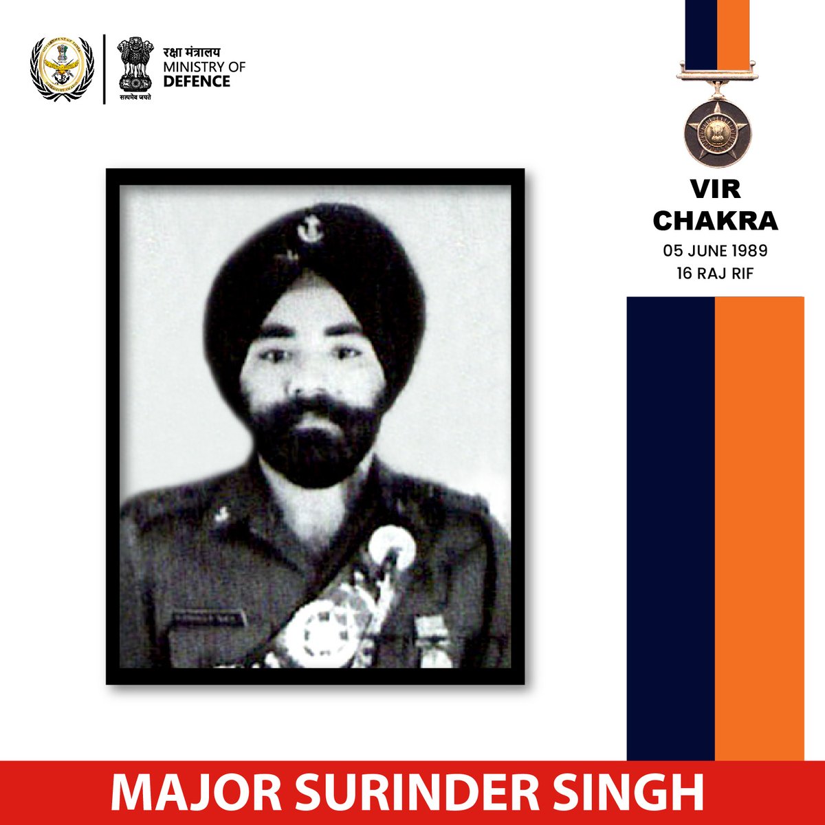 GallantryAward's tweet photo. During #OperationPawan in Sri Lanka, Major Surinder Singh raided a militant hideout with his team and shot dead two militants. Despite being injured, displayed conspicuous gallantry and valour. He was awarded #VirChakra posthumously

#GallantryAwards #GallantryAwardsPortal #indianarmy #OperationPawan