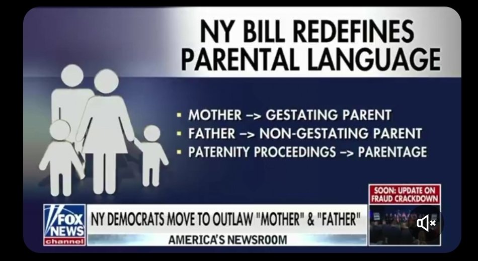 SimoPillon's tweet photo. A New York i Dem stanno per mettere fuorilegge le parole padre e madre, da sostituire rispettivamente con "genitore gestante" e "genitore non gestante".
Ma come? Non ci avevano detto che anche i padri possono avere gravidanze?
Omofobi e transfobici che non sono altro! https://t.co/tsSbSChlOr