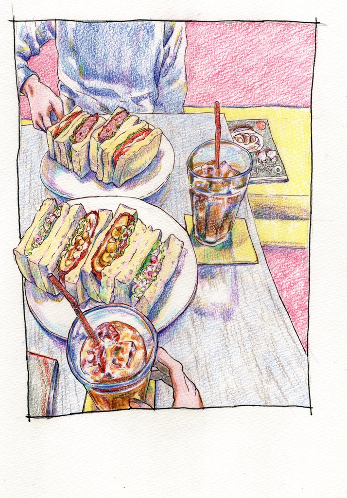 宝箱みたいなサンドイッチ
#colorpencil 