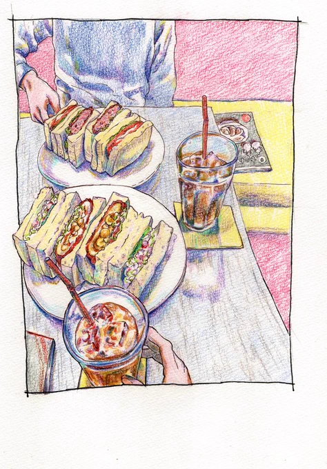 宝箱みたいなサンドイッチ
#colorpencil 