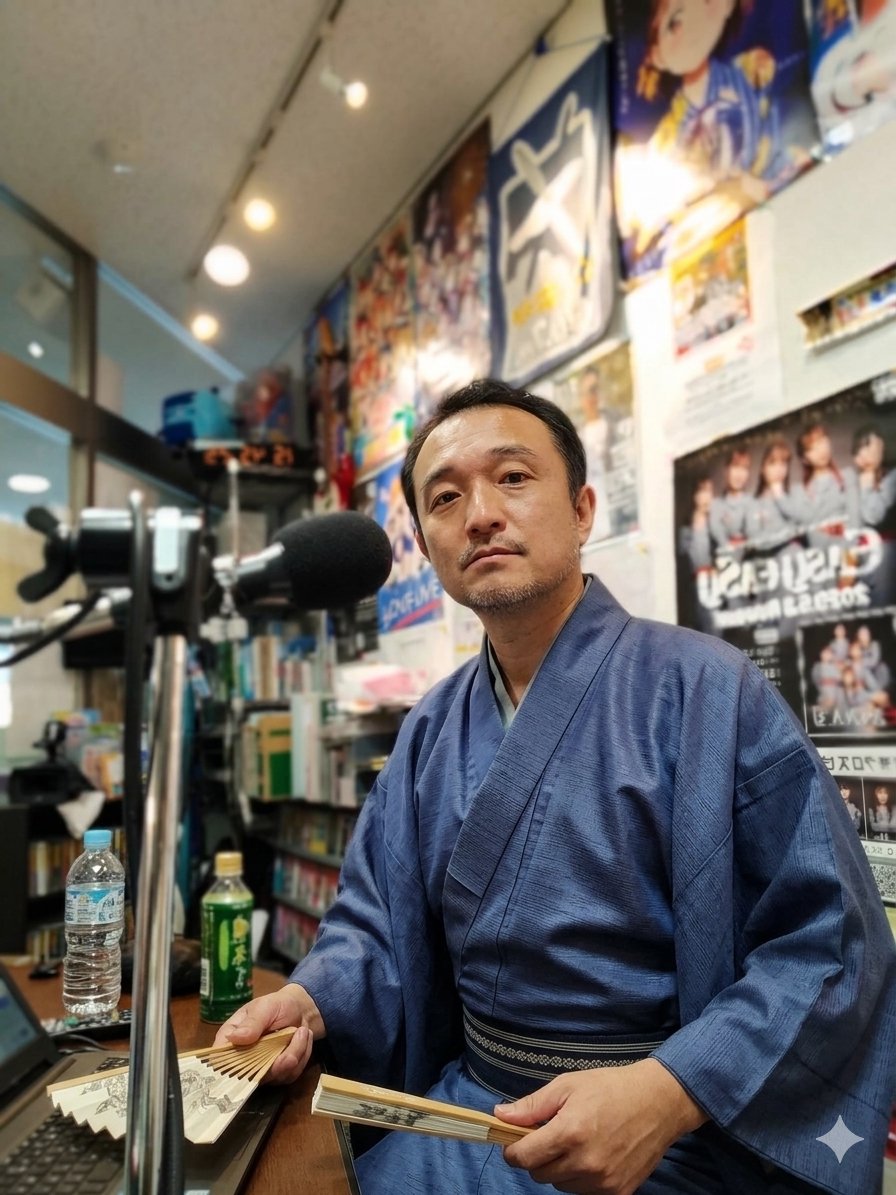 m_honesty's tweet photo. えー、本日は落語の日だそうで

えぇ…とにかく、スタジオについったってぇワケでございます

まもなく、ラジオの生放送を始める次第でございます

#コーストFM https://t.co/T953JP2QQ6