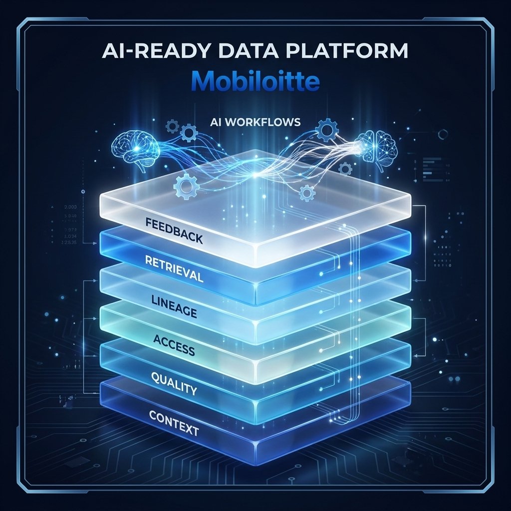 Mobiloitte's tweet photo. AI-ready data platforms are not tools.

They are engineered layers for context, quality, access, lineage, retrieval, and feedback.

https://t.co/kxOBLvKhhC https://t.co/q1z2FJAeEe