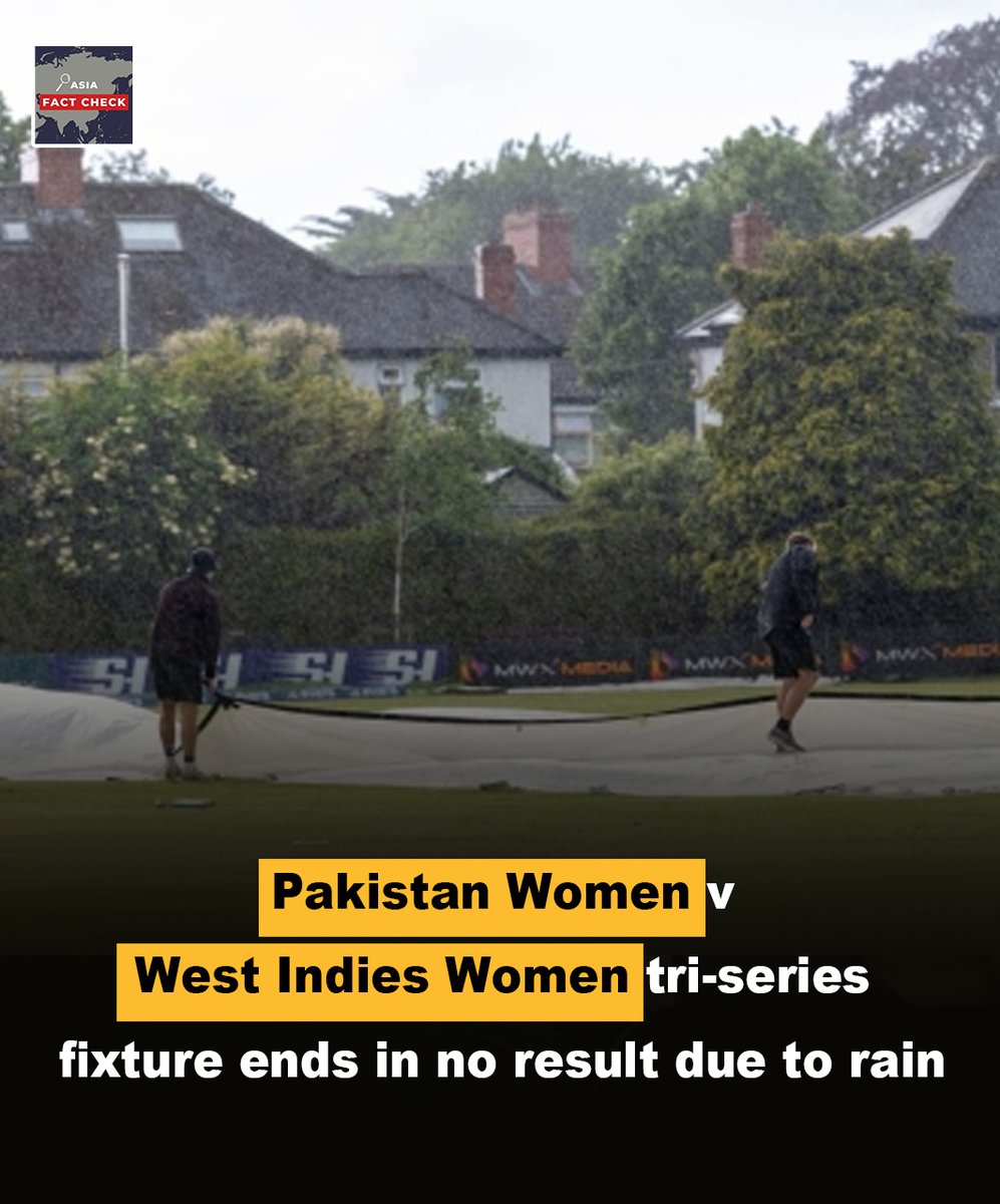 AsiaFactCheck's tweet photo. Pakistan Women vs West Indies Women tri-series match ended in no result due to rain, a frustrating outcome in a tournament designed to build momentum ahead of major international competitions. Women’s cricket continues expanding globally despite weather disruptions and scheduling pressures. Sometimes cricket’s toughest opponent isn’t the opposition, it’s the weather.
#Cricket #PakistanWomenCricketTeam #WestIndiesWomenCricketTeam #TriSeries #MatchEnded #Rain #Weather