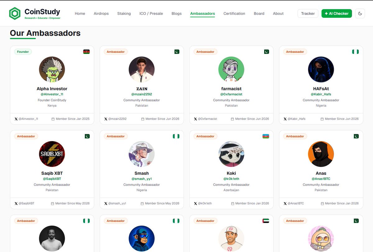 coinstudy_hcs's tweet photo. Few more Ambassadors joined us at CoinStudy
Welcome,

@Kabir_Hafs 
@mzain2292 
@0xfarmacist 

out of 28 applications 3 got approved.

How to Become a CoinStudy Ambassador ?

1. Follow CoinStudy on X (Twitter) and stay active in the community
2. Share CoinStudy research, updates, and educational content
3. Engage in discussions and contribute valuable feedback
4. Submit your ambassador application for review