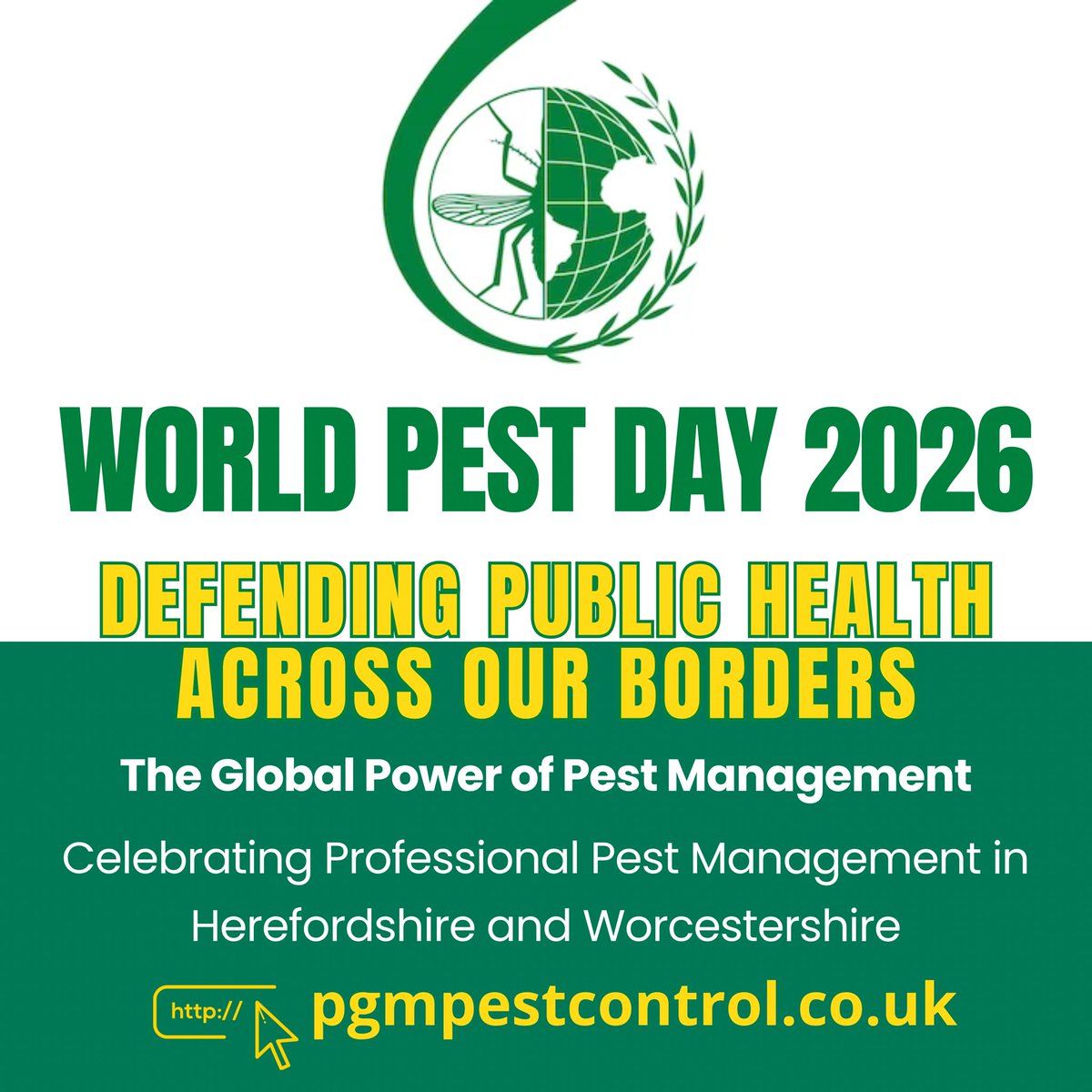 pgmpestcontrol's tweet photo. World Pest Day 2026! 🌍

The theme for World Pest Day 2026 is "Defending Health Across Borders: The Global Power of Pest Management". 

Why pest control matters now more than ever!
https://t.co/tq6zSpw8Wx 

#WorldPestDay2026 #WorldPestDay #PestControl #PestNews https://t.co/VzWTHQbHan