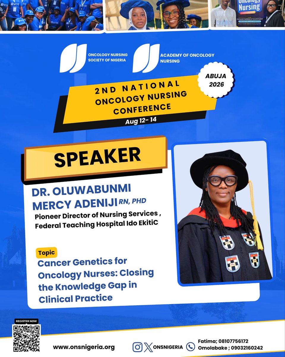 onsnigeria1's tweet photo. THE FUTURE OF CANCER CARE IS WRITTEN IN OUR GENES.

As cancer care becomes more precise, oncology nurses must evolve with it.

Dr. Oluwabunmi Mercy Adeniji takes the stage to bridge the gap between genetics and clinical practice.

#ONSN2026 💙 https://t.co/4WIWuULpZg