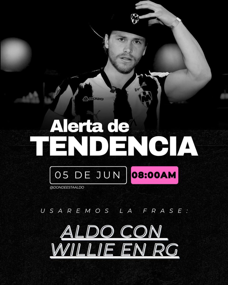 DondeEstaAldo's tweet photo. Hermanas: ALERTA DE TENDENCIA 🚨

El día de hoy organizamos un tendencia para el güero, ya que estará  de invitado en la hora de Willie con Willie González. No se lo pierden y vamos a jalar con la tendencia. Pueden dejar sus preguntas y lindos comentarios en la publicación en Instagram. 

🗓️ 05 de Junio.
⏰ 8:00 am (Horario CDMX).

Frase: ALDO CON WILLIE RG

Preparen sus mejores edits, fotos, etc. 🫶🏼 Buenas noches. ✨🫰🏻

#AldoTdnworld
#AquilitosViral