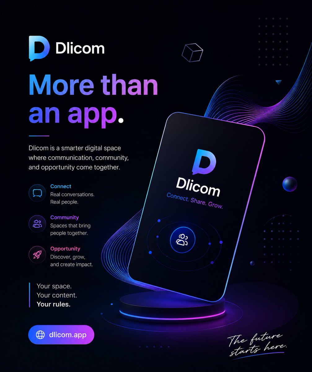 ashad0011's tweet photo. 🚀 Step into the future of social networking with @DlicomApp!
Connect, chat, and engage in a smarter way with AI-enhanced SocialFi, secure encrypted messaging, and a 
#DlicomApp #SocialFi #Web3 #DecentralizedSocial #Blockchain #DigitalIdentity #PrivacyFirst #OwnYourData https://t.co/5DJic8j3P6