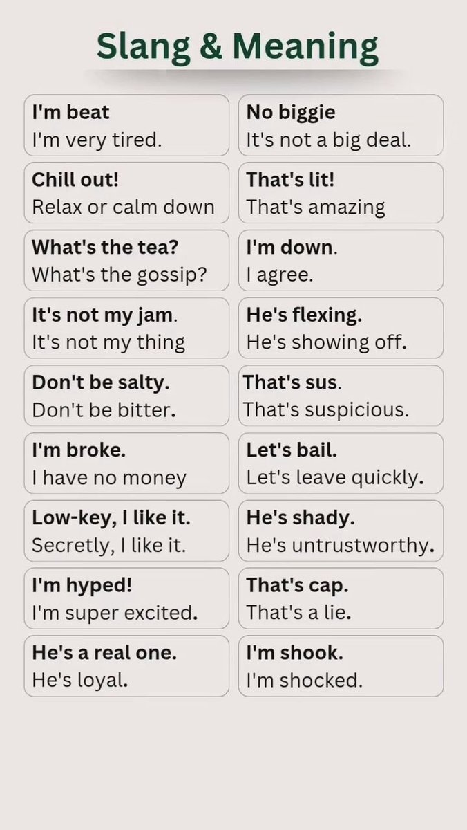 MasterEngEasy's tweet photo. Slang &amp; Meaning https://t.co/G0V0u1PKjk