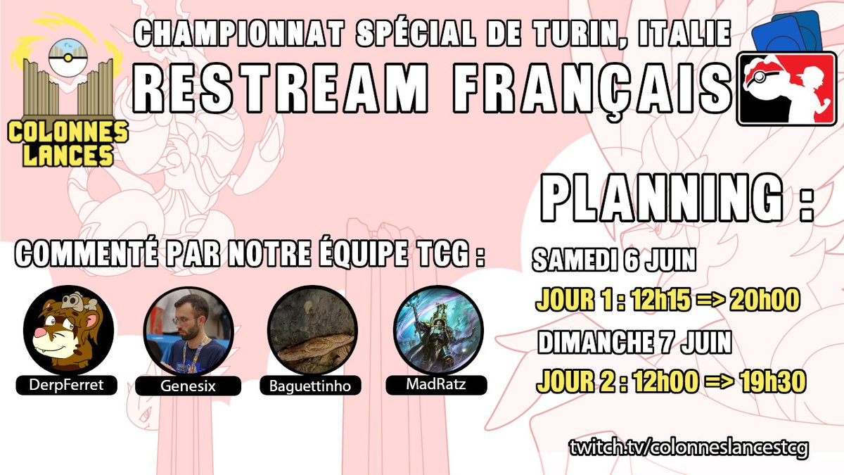 ColLancesTCG's tweet photo. Notre restream revient ce weekend pour le Spécial de Turin !

Premier stream avec Chaos Ascendant de jouable. Quel sera l'impact de Méga Amphinobi et des autres nouveautés sur le metagame ? À quoi la compétition du NAIC devra se préparer ? Toutes ces réponses sur notre restream ! https://t.co/60cLiaOtuC