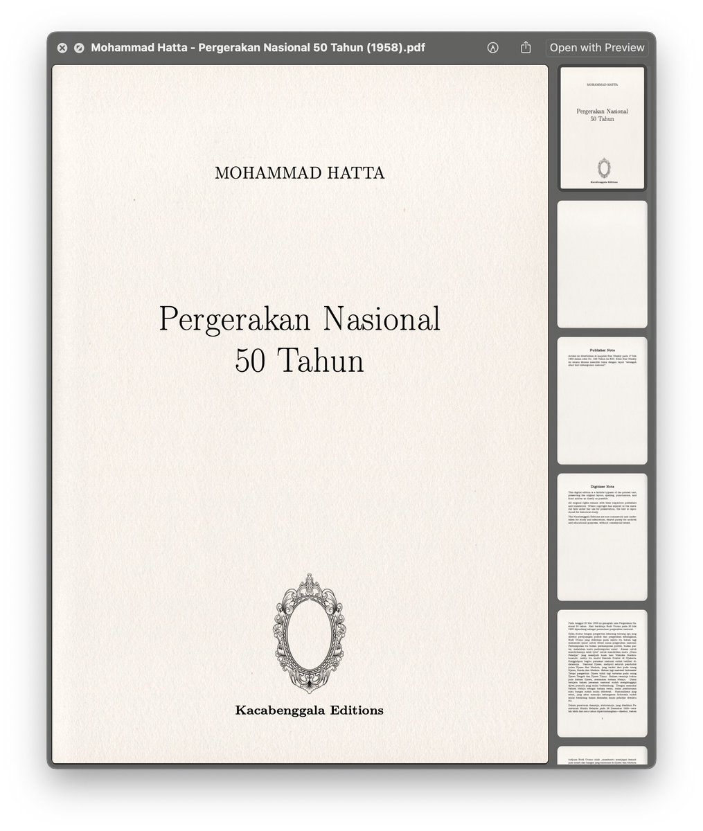 KacabenggalaEds's tweet photo. Pergerakan Nasional 50 Tahun karya Mohammad Hatta membaca Budi Utomo sebagai awal kebangkitan terbatas: bukan partai, belum sepenuhnya Indonesia, tetapi menanam benih kesadaran yang kelak bergerak menuju NIP, Sarekat Islam, Parindra, dan kemerdekaan.

https://t.co/EKPWepf9c5 https://t.co/msmdrfQ8P9