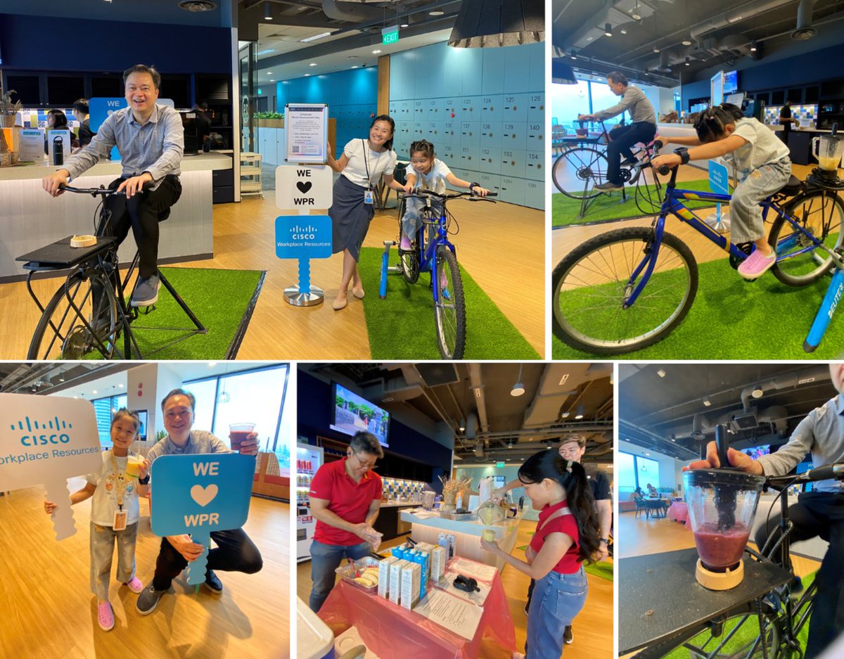ciscoapac's tweet photo. Happy #WorldEnvironmentDay. Our Singapore team swapped the power outlet for pedal power, cycling to blend fresh juice and bringing a little extra energy to the office. 🚴

A simple activity and a reminder that every step towards a more #sustainable future counts. 🙌 https://t.co/l0HN8DKt8d