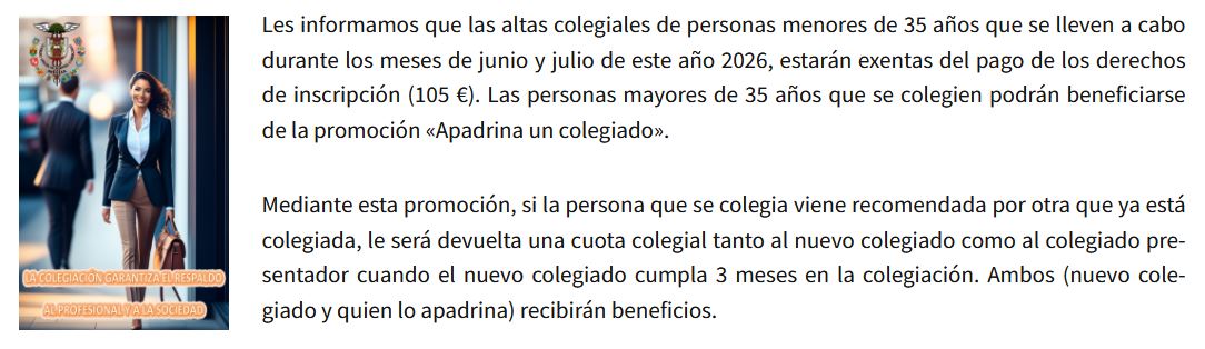 COACSEVILLA's tweet photo. Alta gratuita en el Colegio para menores de 35 años.
Enlace a formulario de alta online: https://t.co/yzbVkD7SlQ https://t.co/7Q5rHOvBcD