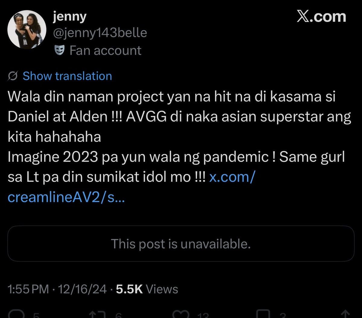 PHCinemaQueen's tweet photo. @sue45158 Taray nagkaka-amnesia sila HAHAHA kahit magaling kayo magdelete, may mga na-save pa rin kami noh! Hilig niyo tlaga magpavictim 🤣 https://t.co/ymcSgP55pw