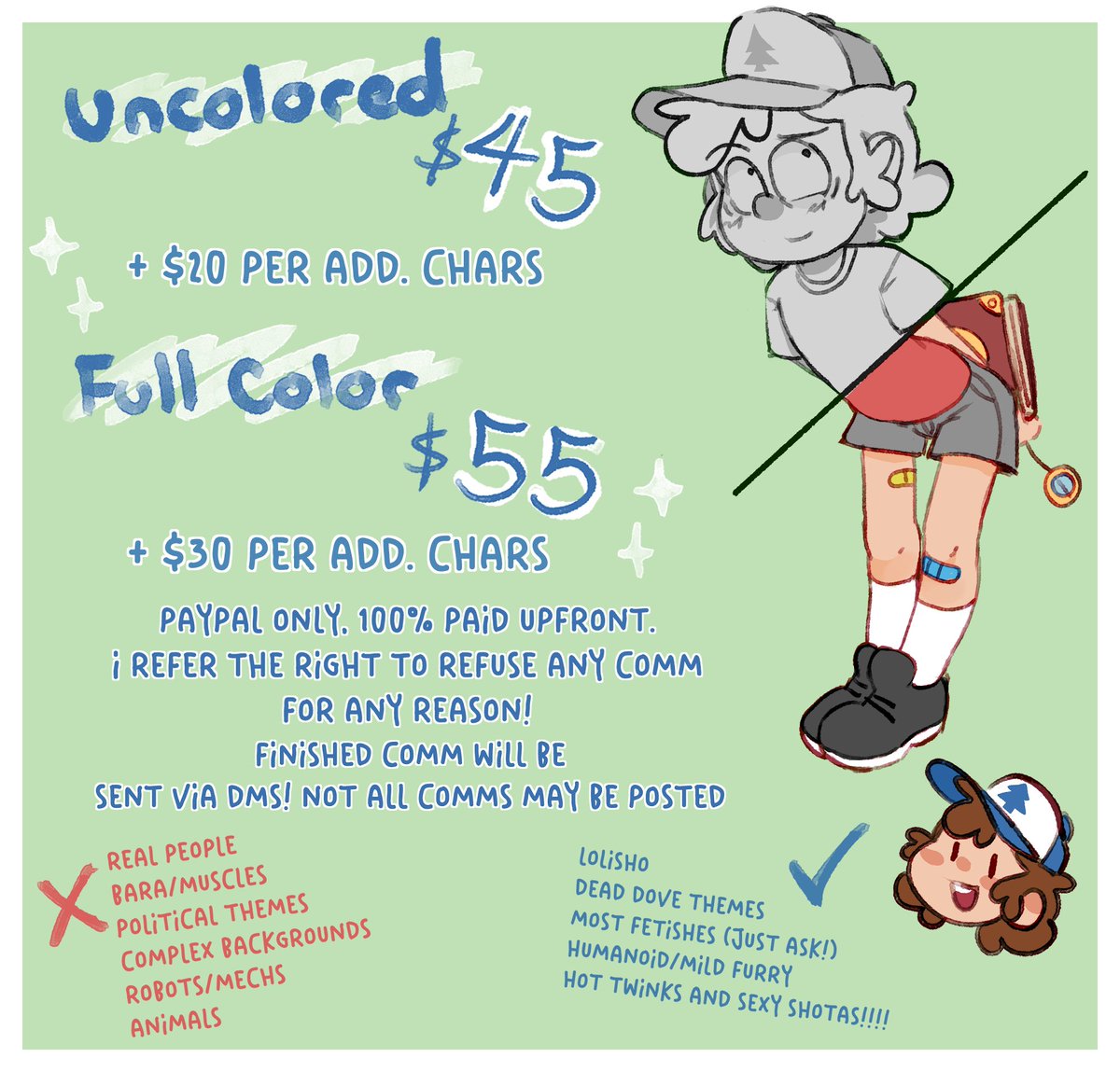 c0rkboard's tweet photo. whoops reposting my comm sheet hehe (typos)
accepting 4 slots to start out!! please DM me if you're interested :) https://t.co/aOojoHNgm3
