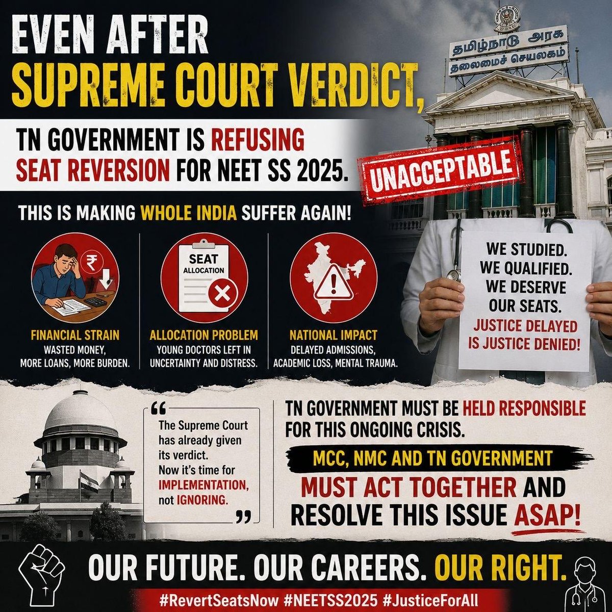 Hrutu27's tweet photo. Stop this torture mcc 
Start the NEET SS COUNSELLING 
@PMOIndia @NMC_IND @JPNadda @DrMeet_Ghonia @FordaIndia @UDF_BHARAT @FAIMA_INDIA_ @medicopenia_155 @Minister_Edu @Minister_Edu https://t.co/AUo3k3zjBK