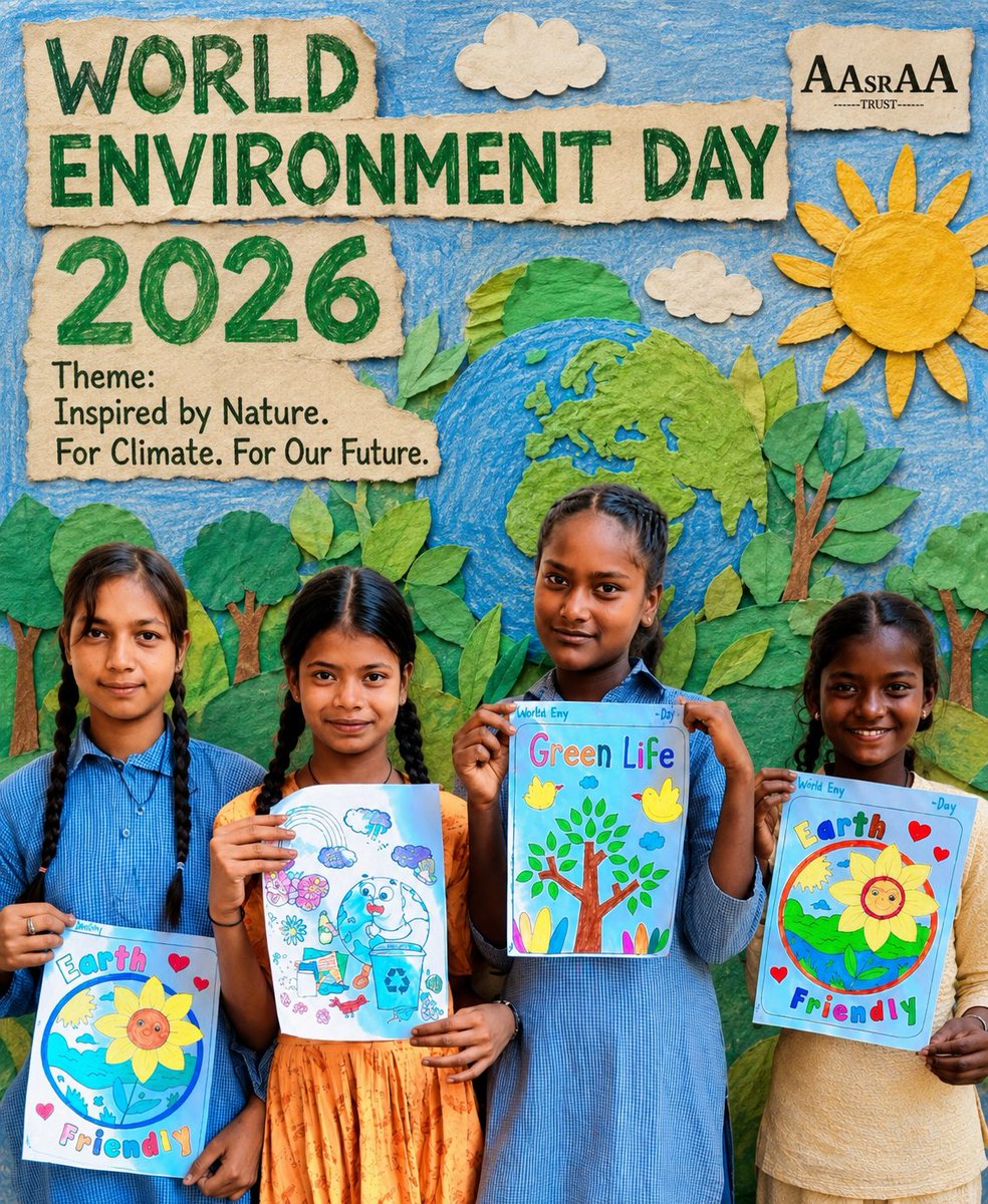 AasraaTrust's tweet photo. The Earth gives us so much: clean air, water, food, and life itself. This World Environment Day, let's give back by caring for our environment and building a sustainable future for generations to come.
#WorldEnvironmentDay2026 https://t.co/UPulEp8L3R
