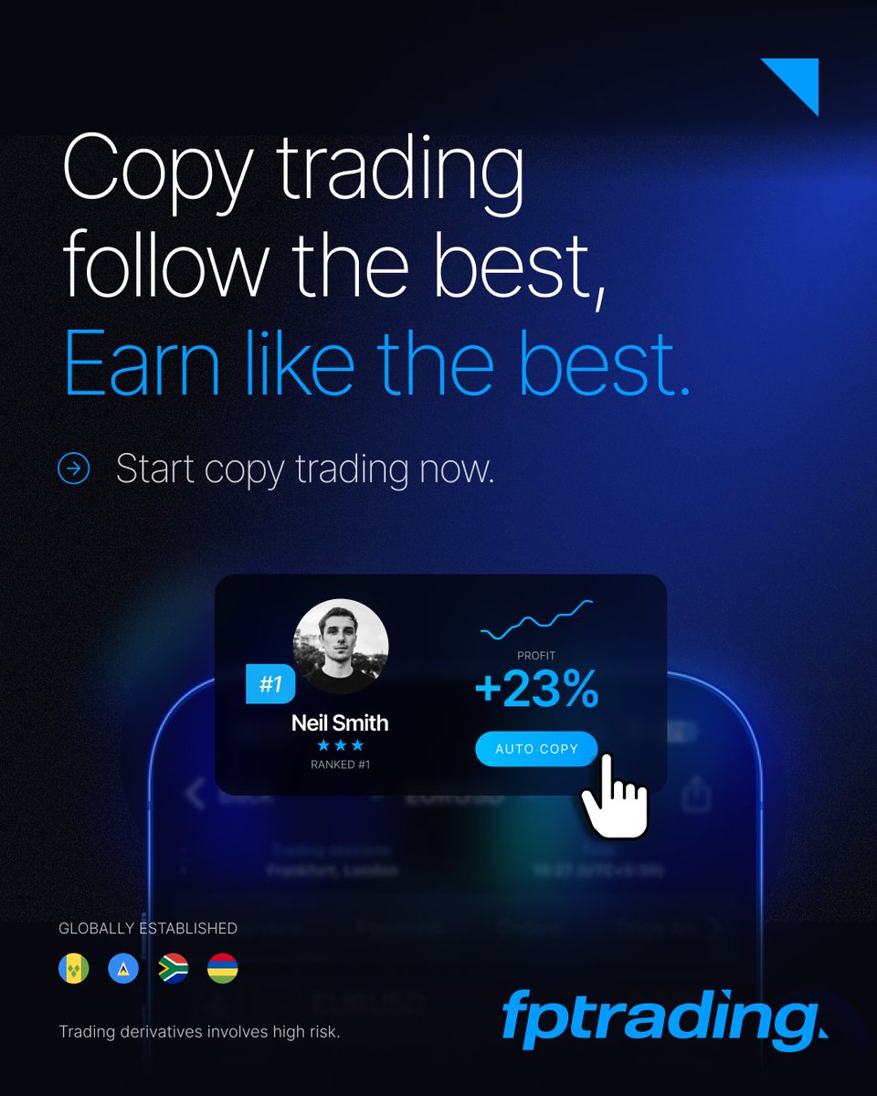 fptradingglobal's tweet photo. Stop guessing. Start copying.

Follow the best traders on FP Trading, copy their moves automatically, and earn like the pros. It has never been easier to trade smarter. https://t.co/YKvgewKsv7