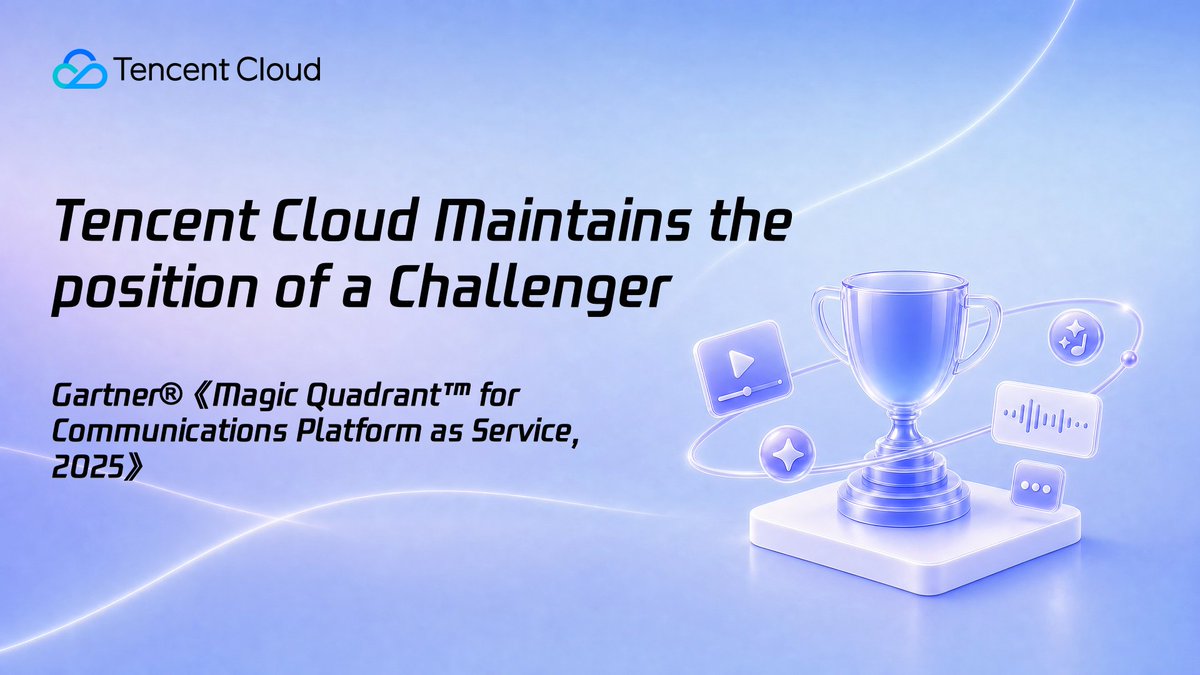tencentcloud's tweet photo. For the fourth consecutive year, #TencentCloud has been recognized as a Challenger in the Gartner® @Gartner_inc Magic Quadrant™ for #CPaaS, securing the top position in Asia Pacific for Ability to Execute.
Backed by a robust global infrastructure of 70 countries data centers and over 3,200 acceleration nodes, Tencent Cloud continues to deliver low-latency, high-definition communication services worldwide. Our AI-powered CPaaS portfolio is actively accelerating business workflows across global vertical industries.
Discover how Tencent Cloud is driving digital transformation and expanding global enterprise capabilities: https://t.co/hQz2MchDJG
#TencentCloud #TencentRTC #AInative #GartnerMagicQuadrant #CPaaS #CloudTechnology #GlobalExpansion