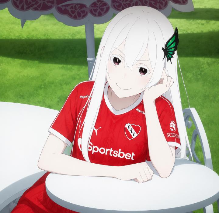 espaci0rojo's tweet photo. Mi mujer hizo esta foto. 

Soy loco por Independiente y me gusta mucho Re:Zero.

La amo. https://t.co/mY82xexYHn