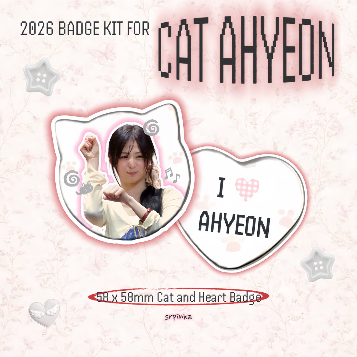 srpinkz's tweet photo. [FINAL UPDATED FORM]
⭐️NEW: 58x58MM CAT RUKA/AHYEON BADGE KIT 

🌐GO > DM
🗓️ ~ 17/6, 2359 KST
🪽 https://t.co/XPMjgQwbD9

#RUKA #루카 #AHYEON #아현 #BABYMONSTER #河井瑠花 
#베이비몬스터