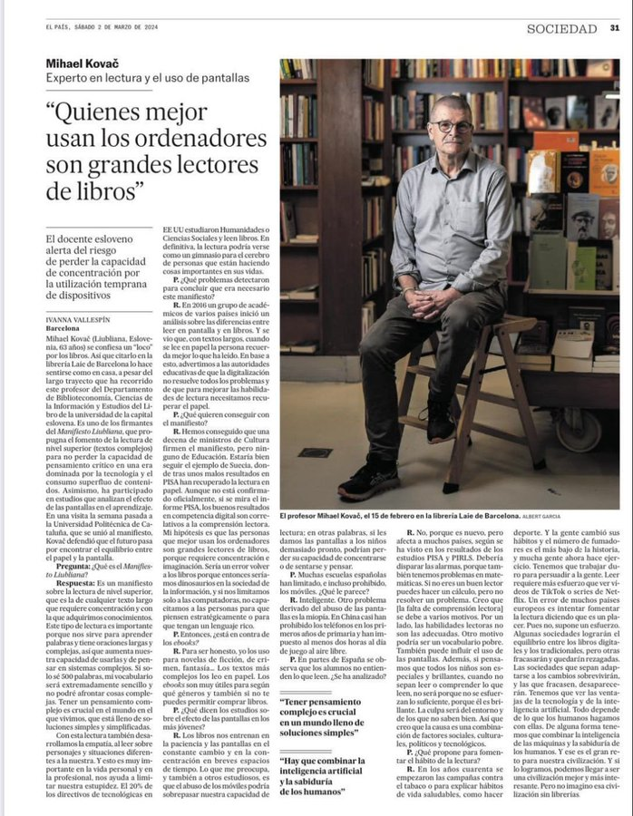 virginiog's tweet photo. La lectura de textos compleos es el gimnasio para el cerebro  

Al enfrentarnos a estructuras profundas en papel, entrenamos la atención sostenida y la memoria de trabajo  

Crear infraestructura cognitiva y pensamiento estratégico  frente el "scroll" o la IA mal utilizada https://t.co/l2J5jZh2HL