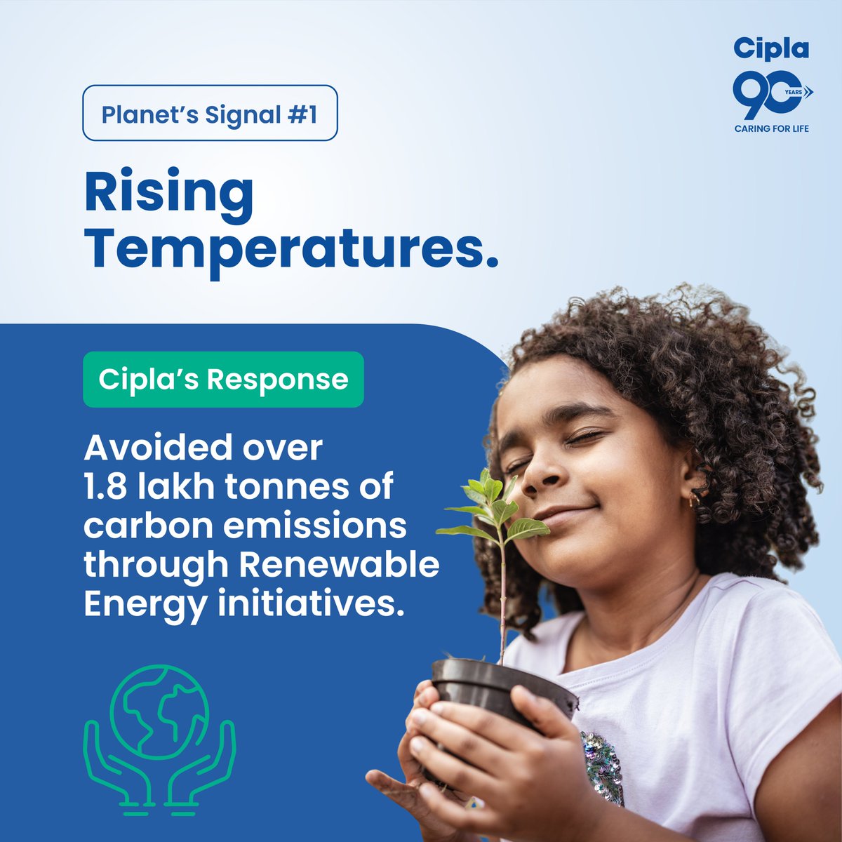 Cipla_Global's tweet photo. Every unit of renewable energy, every tonne of carbon avoided, every sapling planted is a promise to the future. When kept consistently, small promises create real change. This #WorldEnvironmentDay, we turn climate intent into impact. #Ciplaat90 #Sustainability #ClimateAction https://t.co/FTnskQ5y7z