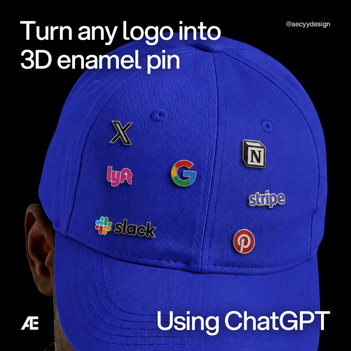 aecyydesign's tweet photo. Turn your logo into a realistic 3D enamel pin.

All you need is ChatGPT and these 2 prompts 👇 https://t.co/2yFMRqLJdH