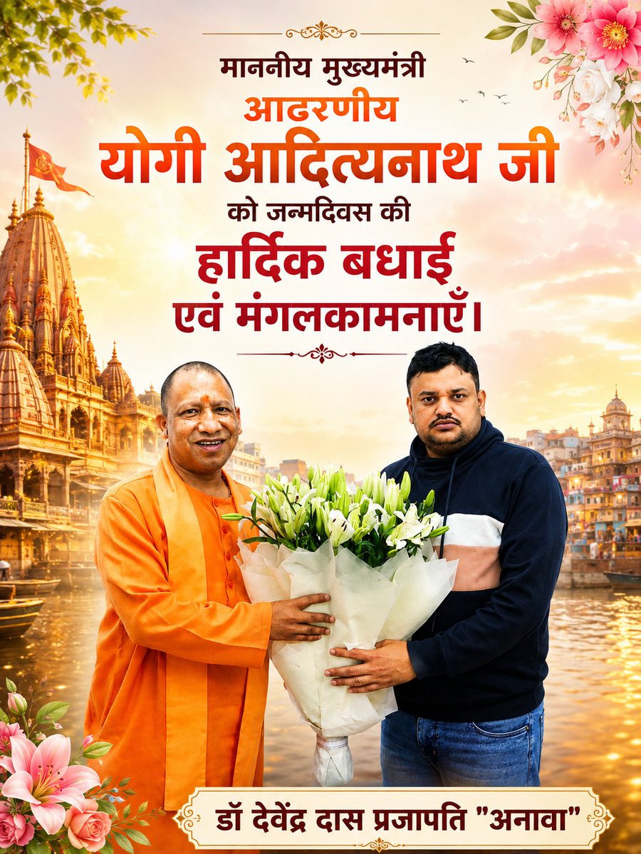 Devendraphysio4's tweet photo. उत्तर प्रदेश के जनप्रिय मुख्यमंत्री @myogiadityanath जी को जन्मदिन की अनंत शुभकामनाएं।

सुशासन, सुरक्षा, सांस्कृतिक गौरव और विकास के प्रति आपका समर्पित नेतृत्व प्रदेश को नई ऊंचाइयों पर ले जा रहा है। आपकी कर्मनिष्ठा और राष्ट्रसेवा की भावना विकसित भारत के संकल्प को सशक्त बना रही है https://t.co/7vhluqHBNu