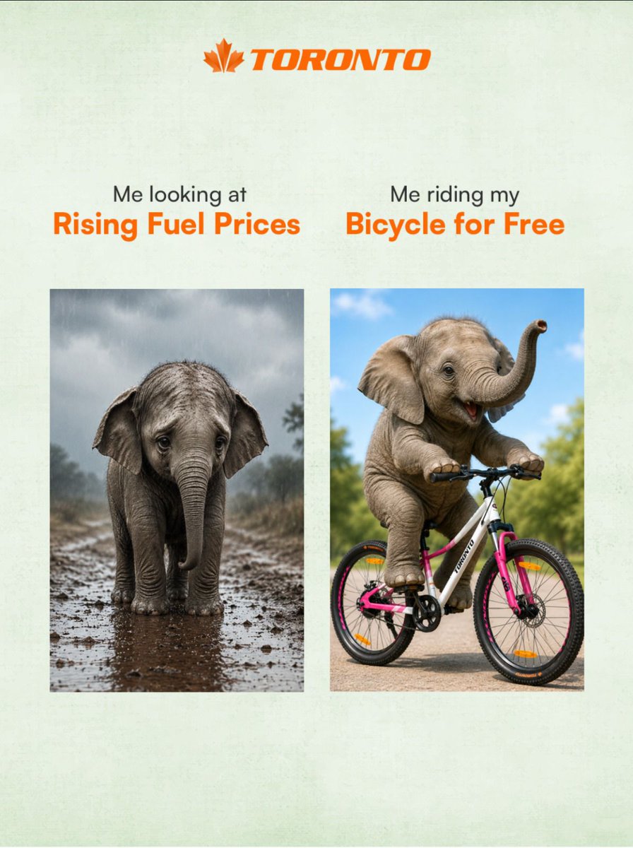 TorontoBic41714's tweet photo. Fuel prices going up? My bicycle says, โNot my problem!โ ๐ดโฝ
While others are crying at the gas station, I'm cruising past with a smile and zero fuel costs. ๐
๐ Ride more. Spend less. Enjoy the journey.
#BicycleLife #Trend #CycleToWork #EcoFriendlyLiving #RideMoreWorryLess https://t.co/3CguEWZ7Sp