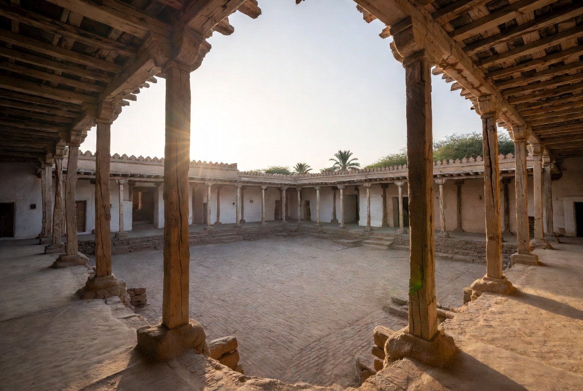 rubabbx's tweet photo. 727 AD.

The oldest mosque in South Asia was built in Sindh, Pakistan.

65 kilometres east of Karachi.

In the 2,100 years old Port city of Banbhore.

The Mosque of Banbhore. Also known as the Mosque of Debal. Built just 16 years after Muhammad bin Qasim brought Islam to the subcontinent through this exact port city in 711 AD.

One Prayer Hall.

No Mirhab.

33 Pillars wodden resting on sandstone bases, arranged in three rows of 11.

Open Courtyard.

2.5 degrees of Mecca. Calculated by hand in the 8th century. Verified by modern instruments 1,300 years later.

Archaeologists excavated the site starting in 1958 under Dr. F.A. Khan. What they found stunned the entire academic world.

The ground plan mirrors the very first mosques ever built in the Islamic world in 670.

Kufic inscriptions found on site confirmed the date. 

It has no mihrab. The mihrab was introduced into mosque architecture later. This mosque predates that innovation. Making it not just old but a living record of how the very first mosques in the world were built.

The city of Banbhore, It traded with China via the Silk Road. A pot marked with Chinese characters was found in its ruins. 

Alexander the Great passed through it in 324 BC. 

Scythians ruled it. 

Buddhists worshipped here. 

Then Muhammad bin Qasim arrived.

And 16 years later someone built a mosque.

The first mosque in South Asia.

In Sindh, In our Pakistan.

Pakistan submitted Banbhore to UNESCO for World Heritage recognition in 2004. Still waiting.

The Mosque is in ruins today. Just Rock Foundation remains.

No Preservation in sight.

No renovations in sight.

The Introduction of Islam in South Asia deserves better.

site co-ordinates: 24°45′08″ N, 67°31′19″ E

Disclaimer: The last two images are AI Imagination of what the mosuqe would have looked like if it was still in its orignal condition.

@AntiquitieSindh 
@UNESCO 
@archaeologyart 
@archaeologymag 
@PPP_Org 
@BBhuttoZardari