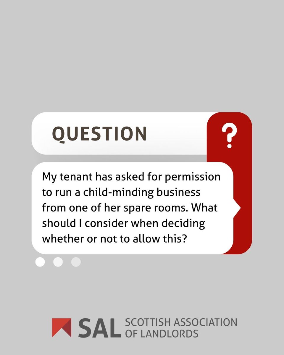 scotlandlord's tweet photo. Before agreeing, landlords should check mortgage/insurance conditions, title deeds, and ensure appropriate permissions are in place. SAL membership includes unlimited access to our advice helpline: 0131 564 0100 https://t.co/yp2QsX5HZd